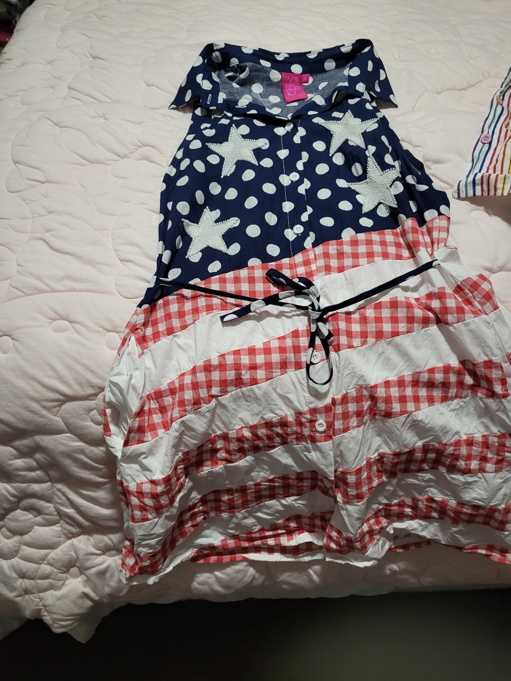 Queen Of Sparkles Women's Navy and Red Star & Stripe Sleeveless Dress